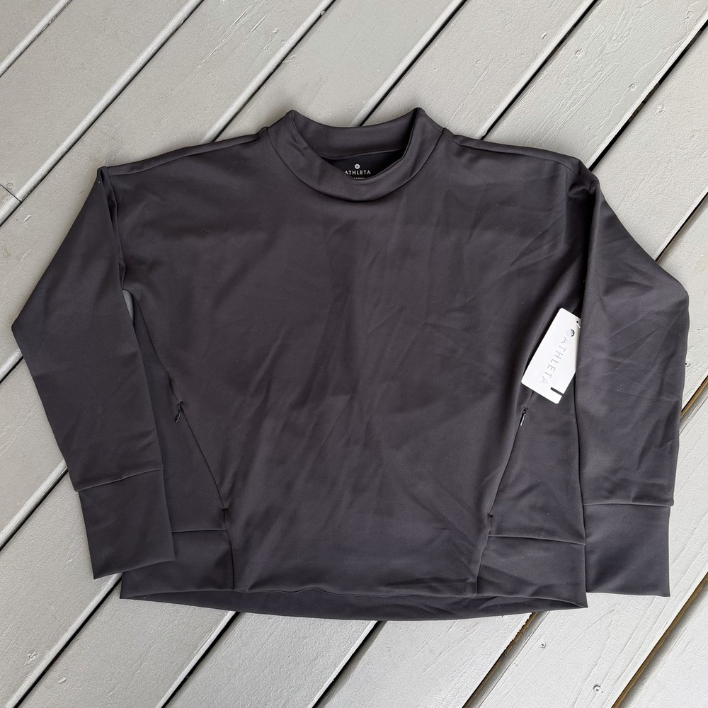Athleta Women's Denali Pullover Size Large Black NWT Athleisure Quiet Luxury